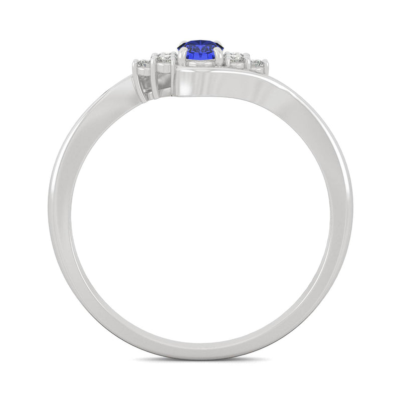 0.37 CTW DEW Oval Sapphire Bypass Ring in 14K White Gold