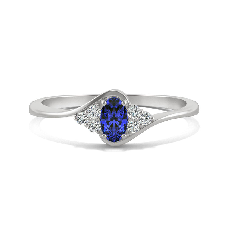 0.37 CTW DEW Oval Sapphire Bypass Ring in 14K White Gold