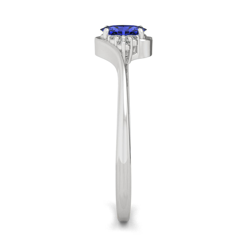 0.37 CTW DEW Oval Sapphire Bypass Ring in 14K White Gold