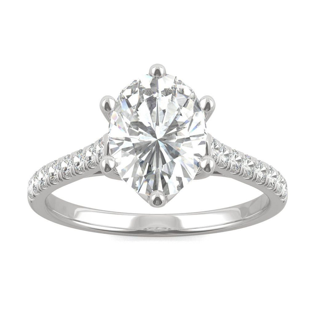 2.34 CTW DEW Oval Engagement Ring 14K White Gold