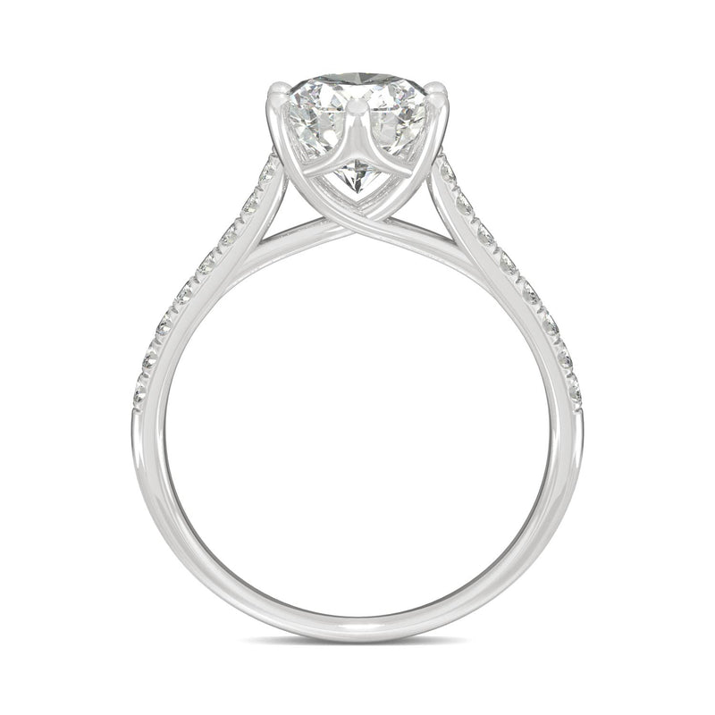 2.34 CTW DEW Oval Moissanite Engagement Ring in 14K White Gold