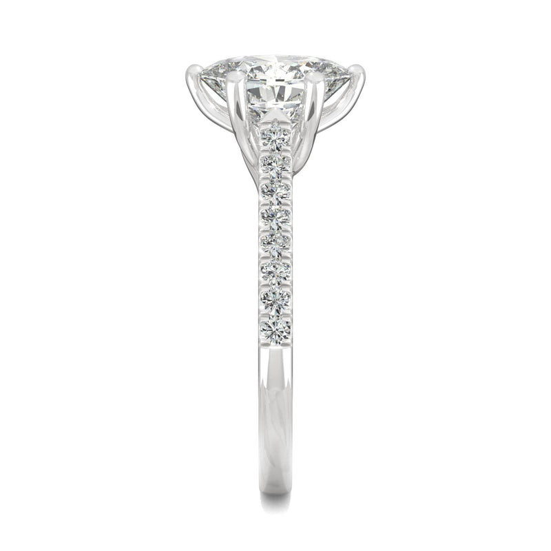2.34 CTW DEW Oval Moissanite Engagement Ring in 14K White Gold