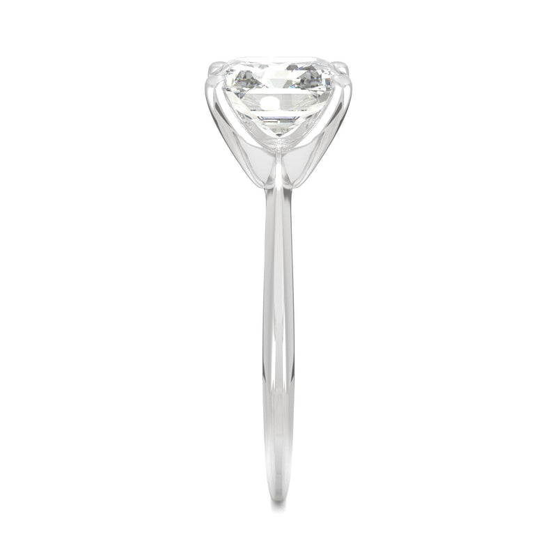 2.21 CTW DEW Asscher Moissanite Engagement Ring in 14K White Gold