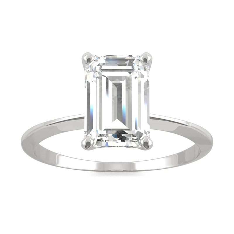 2.52 CTW DEW Emerald Moissanite Engagement Ring in 14K White Gold