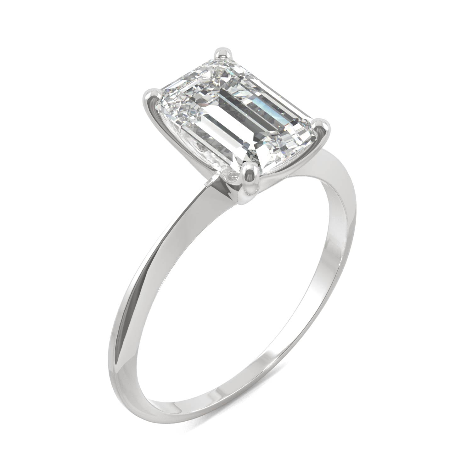 2.52 CTW DEW Emerald Moissanite Engagement Ring in 14K White Gold