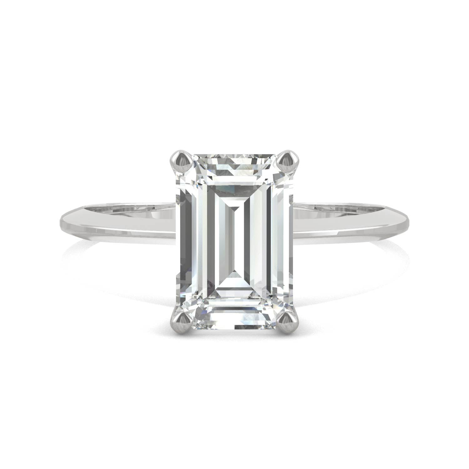 2.52 CTW DEW Emerald Moissanite Solitaire Engagement Ring in 14K White Gold