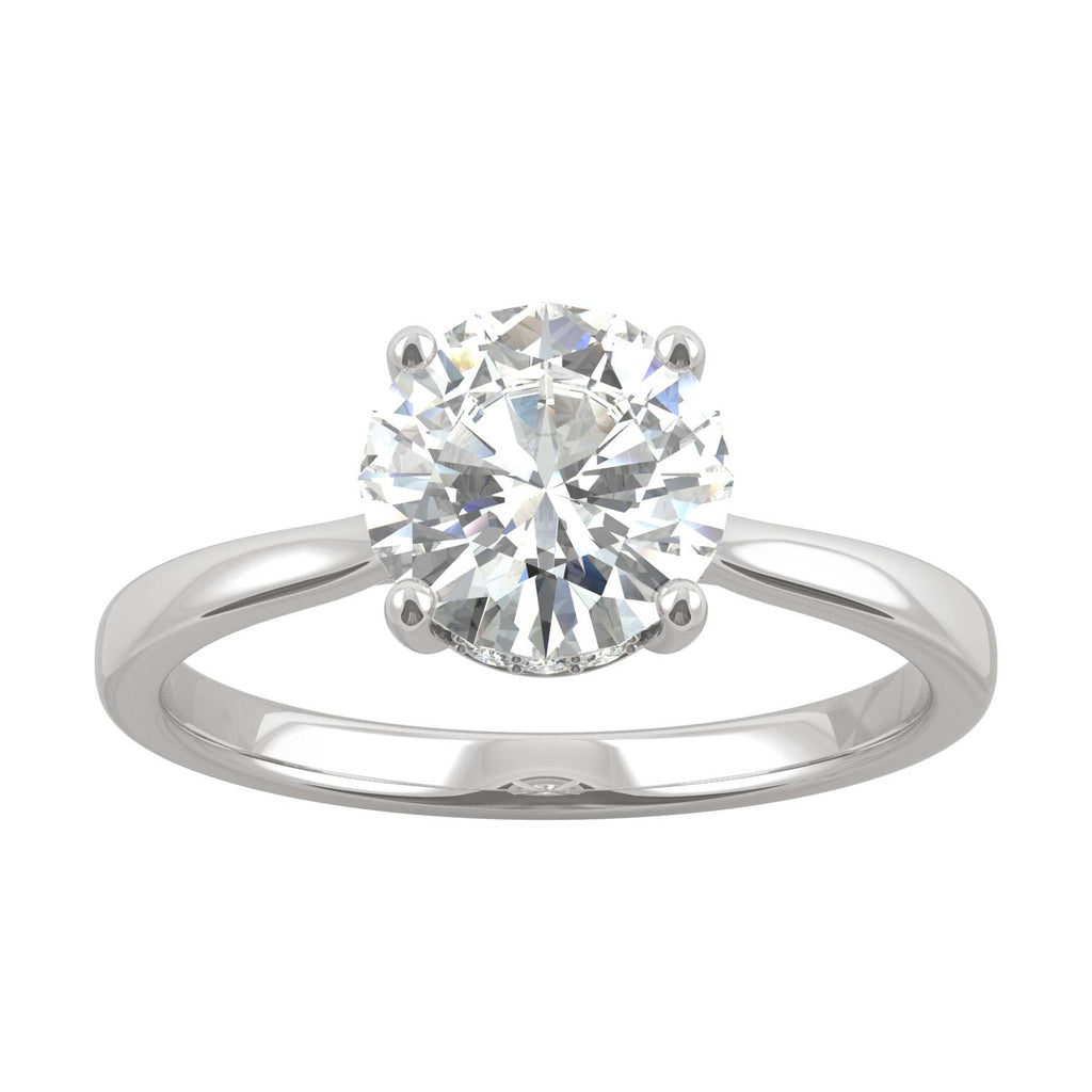 1.58 CTW DEW Round Hidden Halo Engagement Ring 14K White Gold