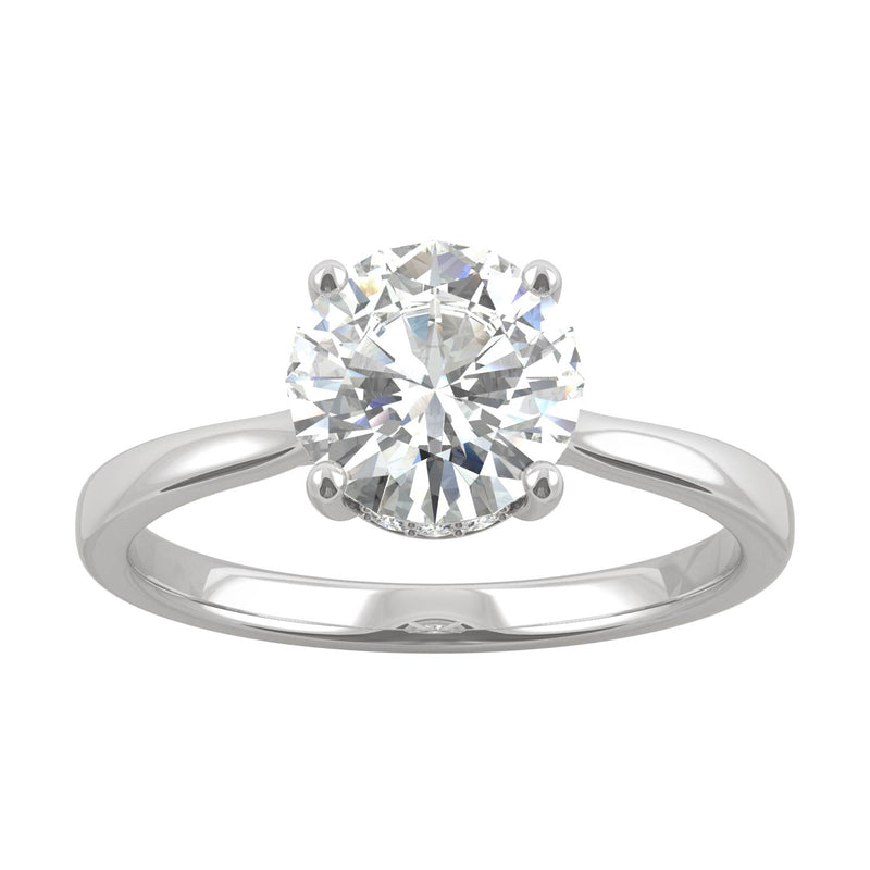 1.58 CTW DEW Round Moissanite Engagement Ring in 14K White Gold