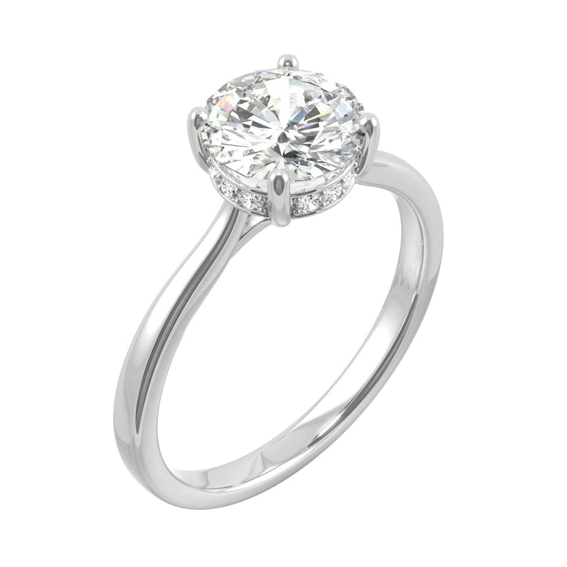 1.58 CTW DEW Round Moissanite Engagement Ring in 14K White Gold
