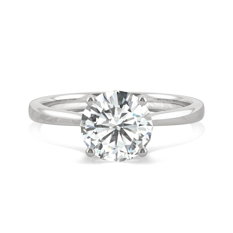 1.58 CTW DEW Round Moissanite Engagement Ring in 14K White Gold