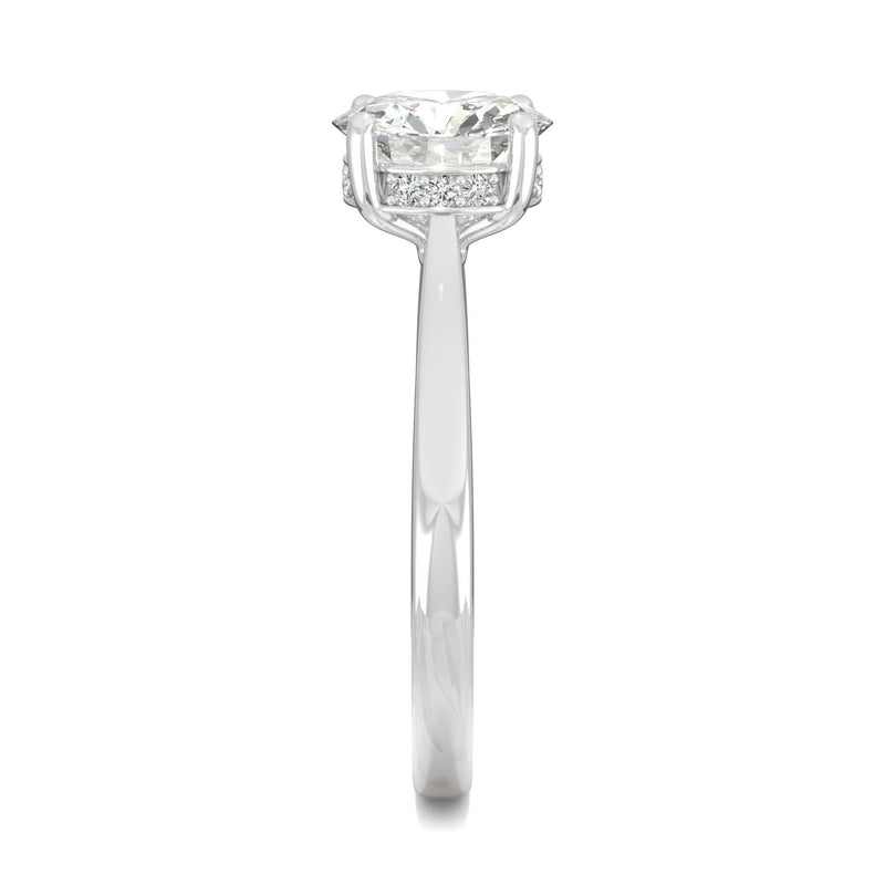 1.58 CTW DEW Round Moissanite Engagement Ring in 14K White Gold