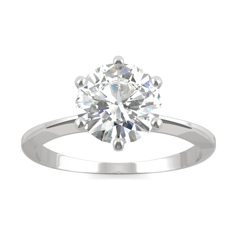 1.90 CTW DEW Round Moissanite Engagement Ring in 14K White Gold