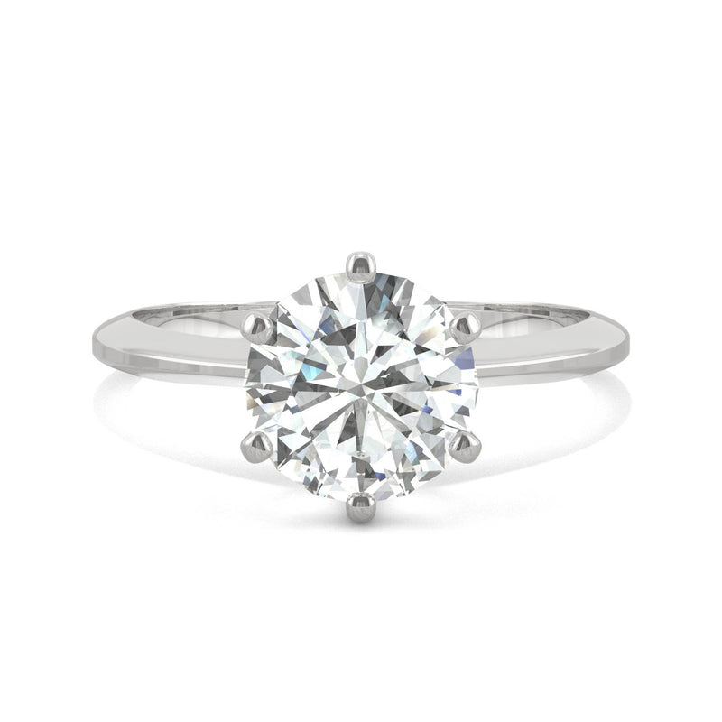 1.90 CTW DEW Round Moissanite Engagement Ring in 14K White Gold