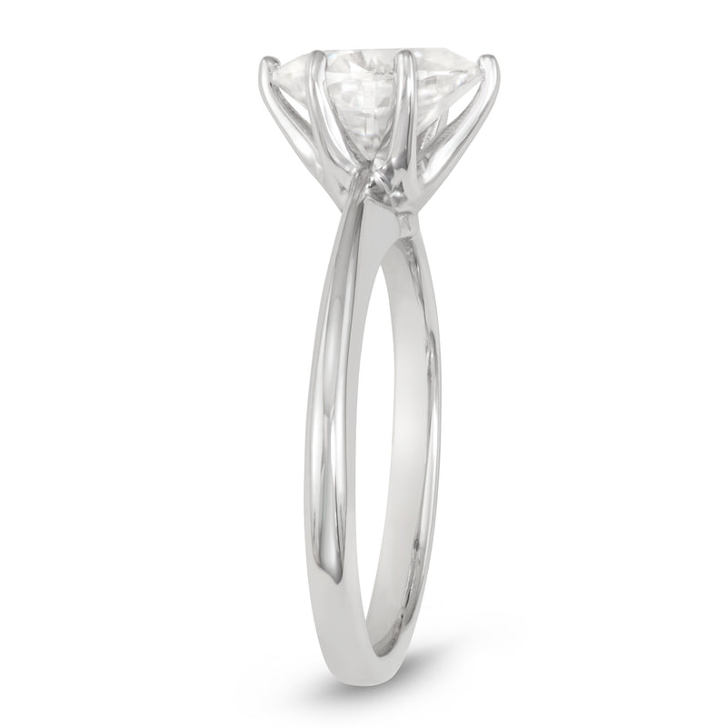 2.10 CTW DEW Oval Moissanite Engagement Ring in 14K White Gold