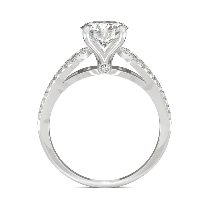 2.08 CTW DEW Round Moissanite Engagement Ring in 14K White Gold