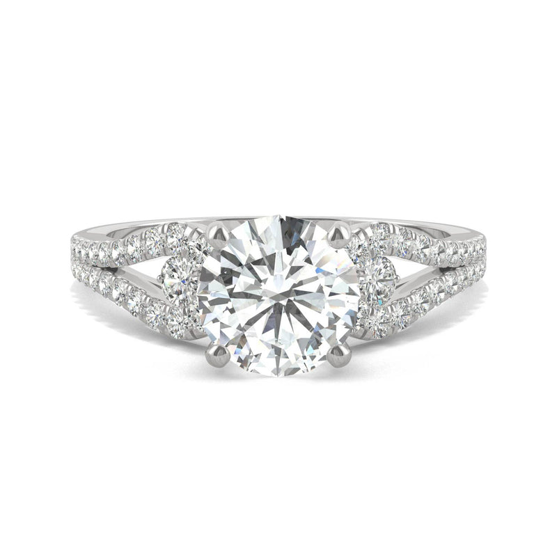 2.08 CTW DEW Round Moissanite Engagement Ring in 14K White Gold