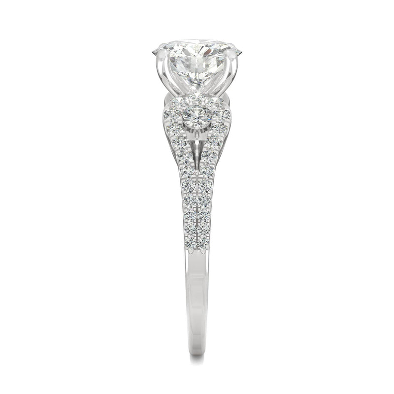 2.08 CTW DEW Round Moissanite Engagement Ring in 14K White Gold