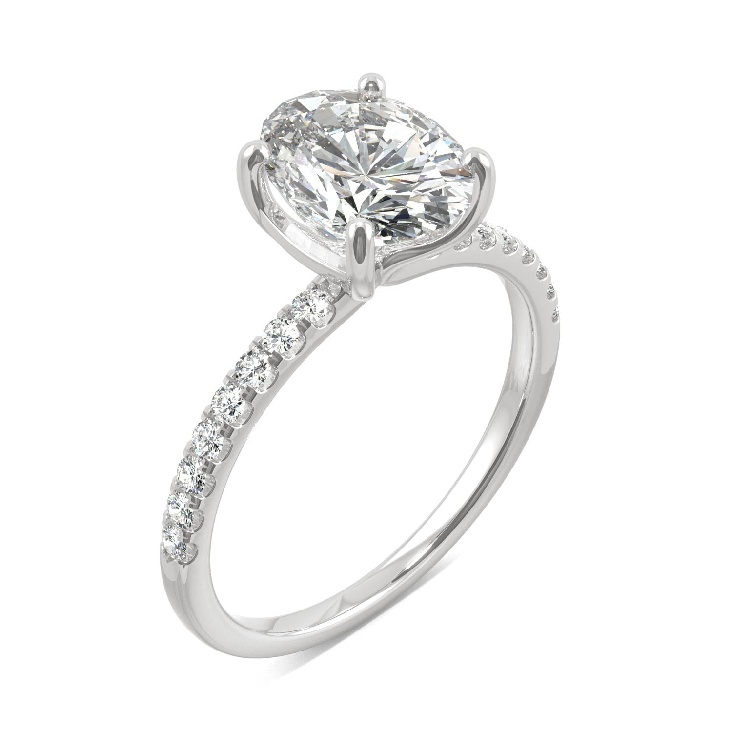 2.34 CTW DEW Oval Moissanite Basket Ring in 14K White Gold