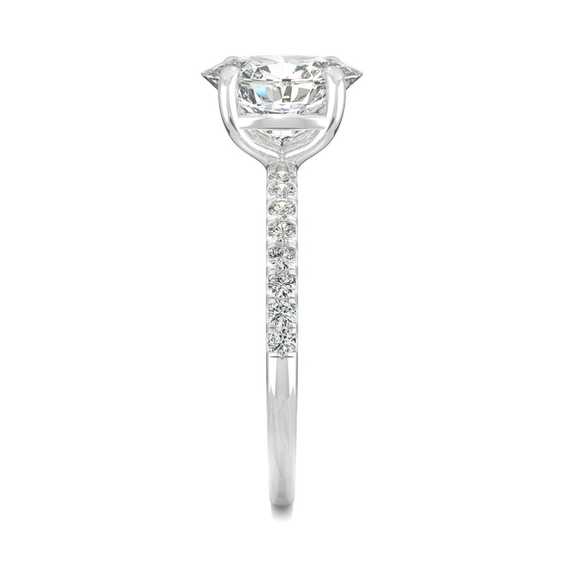2.34 CTW DEW Oval Moissanite Basket Ring in 14K White Gold