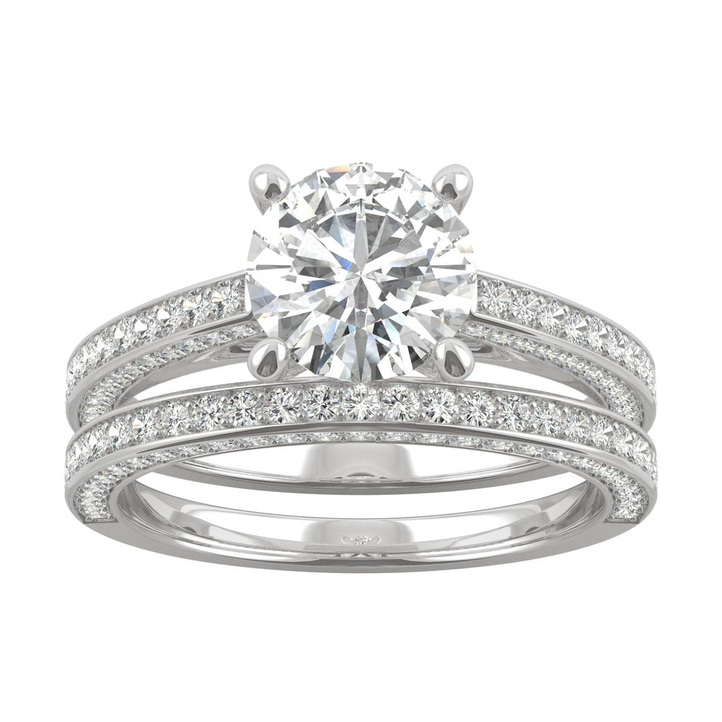 2.71 CTW DEW Round Side Stone Bridal Set 14K White Gold