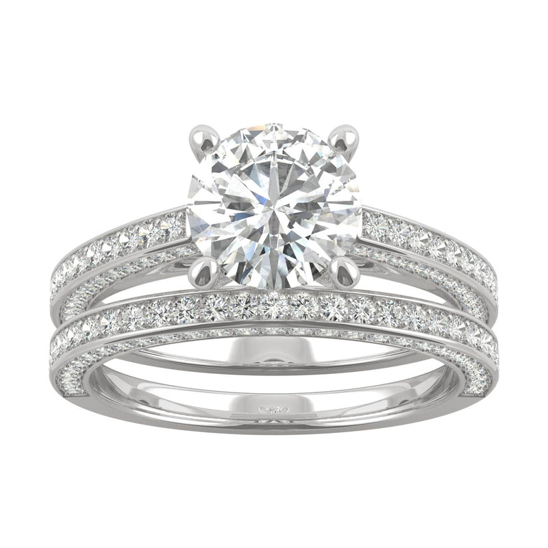 2.71 CTW DEW Round Moissanite Bridal Set in 14K White Gold