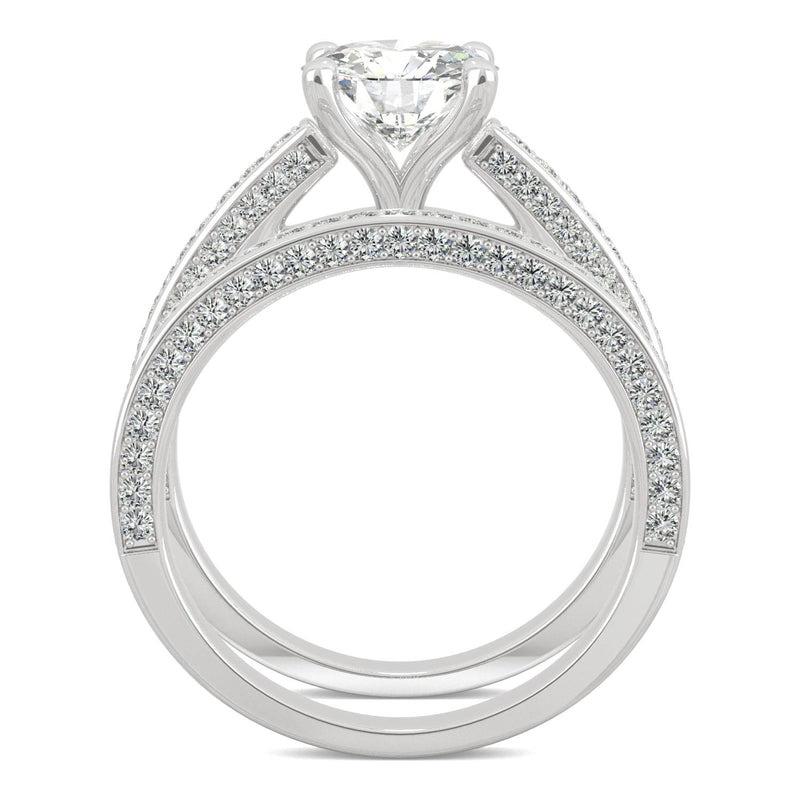 2.71 CTW DEW Round Moissanite Bridal Set in 14K White Gold