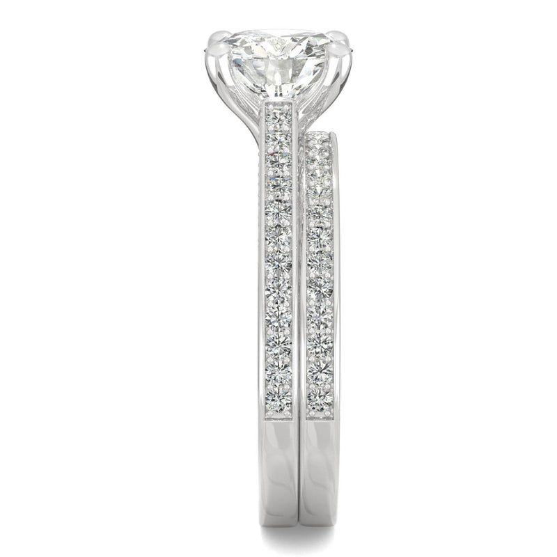 2.71 CTW DEW Round Moissanite Bridal Set in 14K White Gold