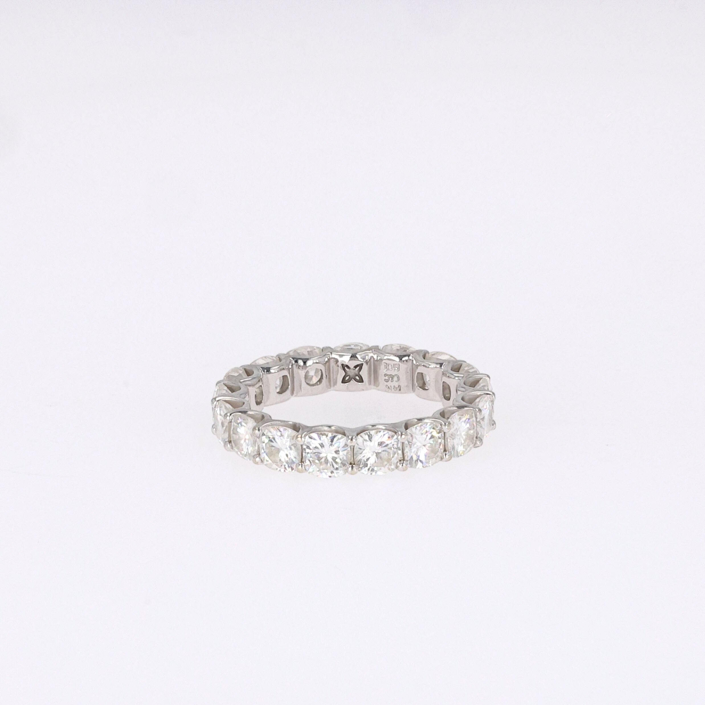 4.18 CTW DEW Cushion Near-Colorless Moissanite Band in 14K White Gold