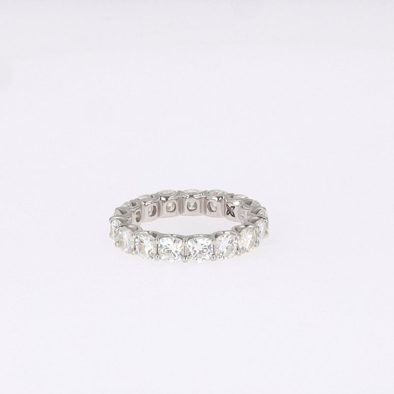 4.18 CTW DEW Cushion Near-Colorless Moissanite Band in 14K White Gold