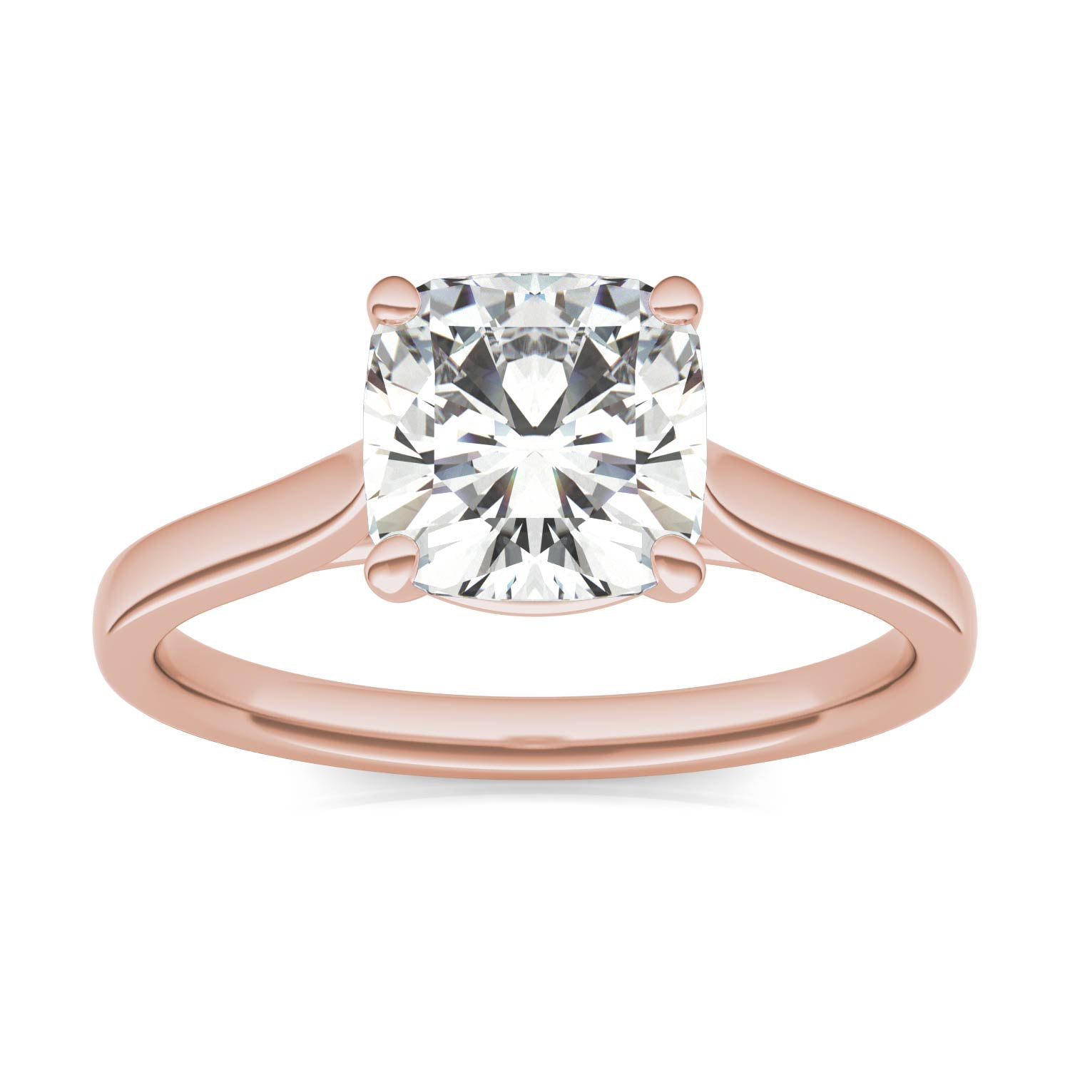 2.00 CTW DEW Cushion Moissanite Solitaire Engagement Ring in 14K Rose Gold