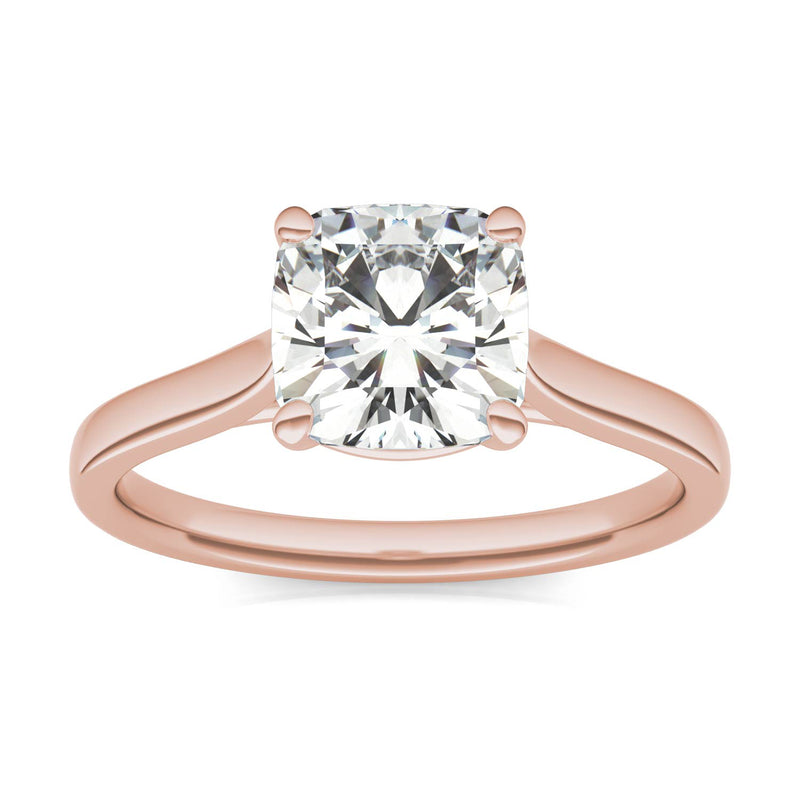 2.00 CTW DEW Cushion Moissanite Engagement Ring in 14K Rose Gold