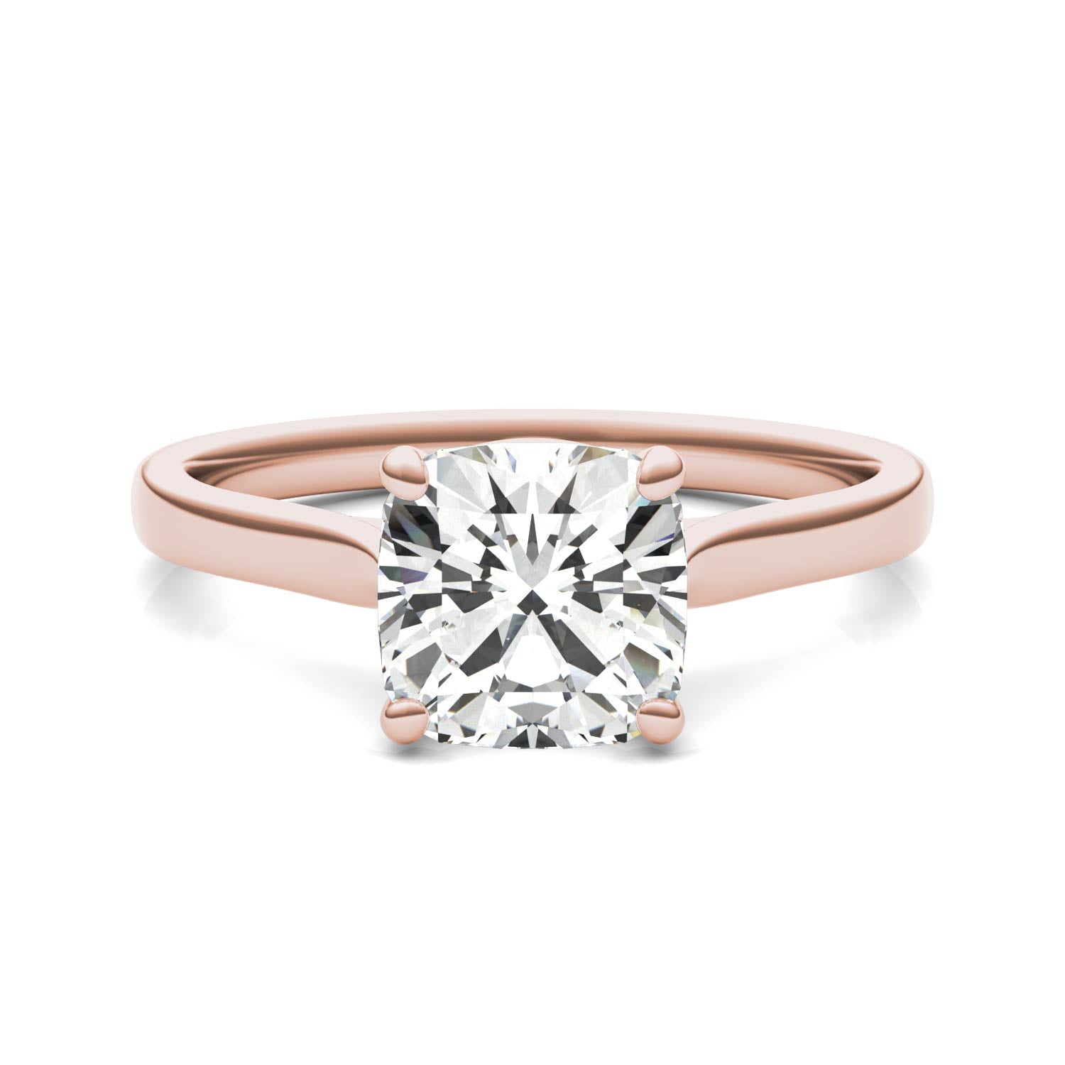 2.00 CTW DEW Cushion Moissanite Solitaire Engagement Ring in 14K Rose Gold