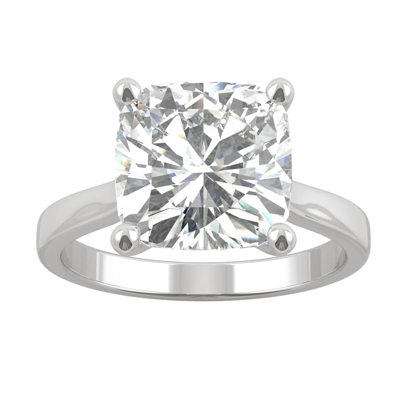 4.20 CTW DEW Cushion Moissanite Engagement Ring in 14K White Gold