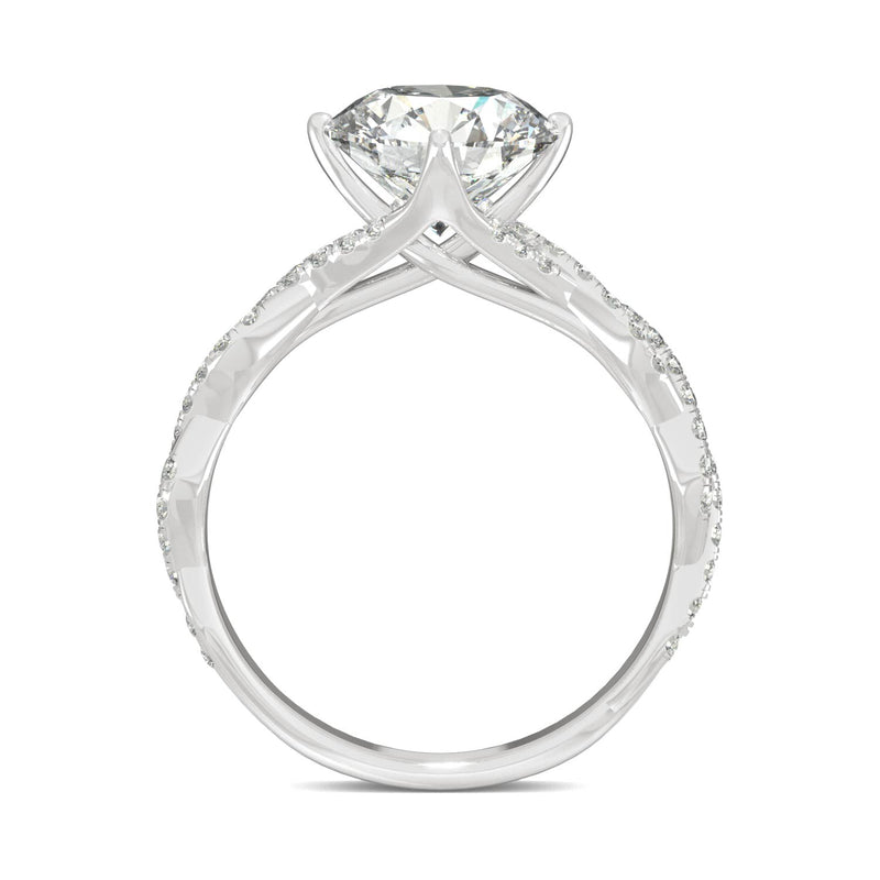 2.30 CTW DEW Round Moissanite Pave Ring in 14K White Gold