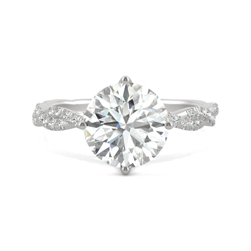 2.30 CTW DEW Round Moissanite Pave Ring in 14K White Gold