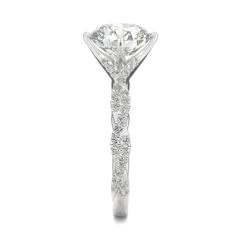 2.30 CTW DEW Round Moissanite Pave Ring in 14K White Gold