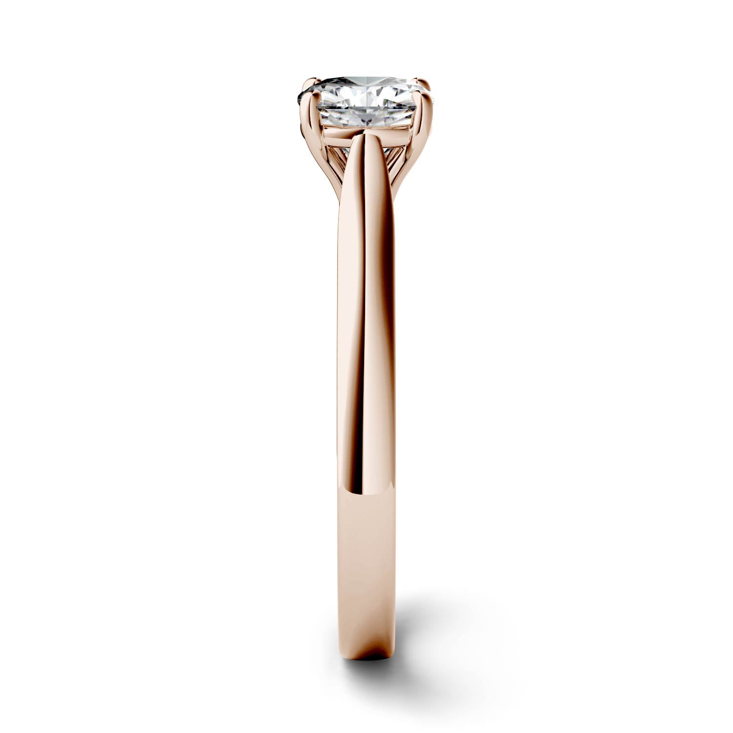 1.10 CTW DEW Cushion Moissanite Cathedral Solitaire Engagement Ring in 14K Rose Gold