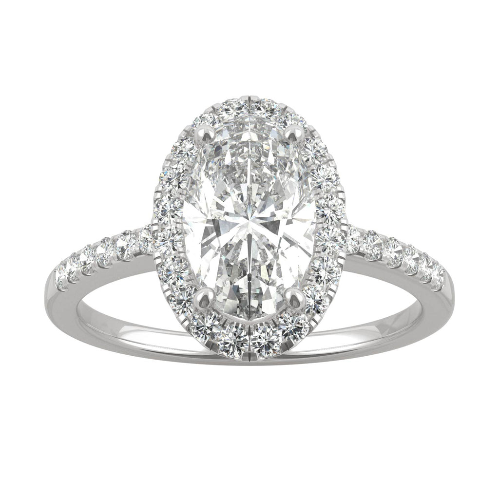 2.62 CTW DEW Elongated Oval Halo Ring 14K White Gold
