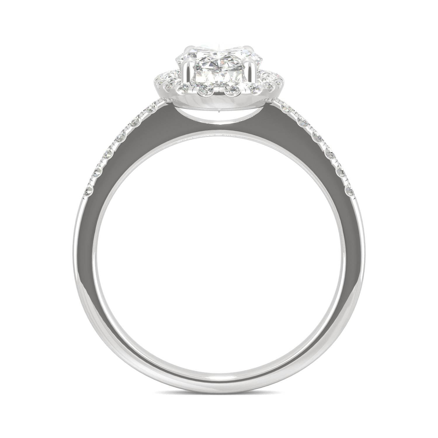 2.62 CTW DEW Elongated Oval Moissanite Halo Ring in 14K White Gold