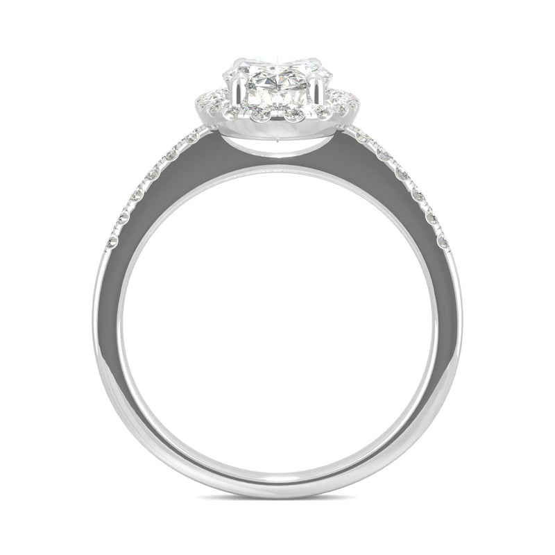 2.62 CTW DEW Elongated Oval Moissanite Halo Ring in 14K White Gold