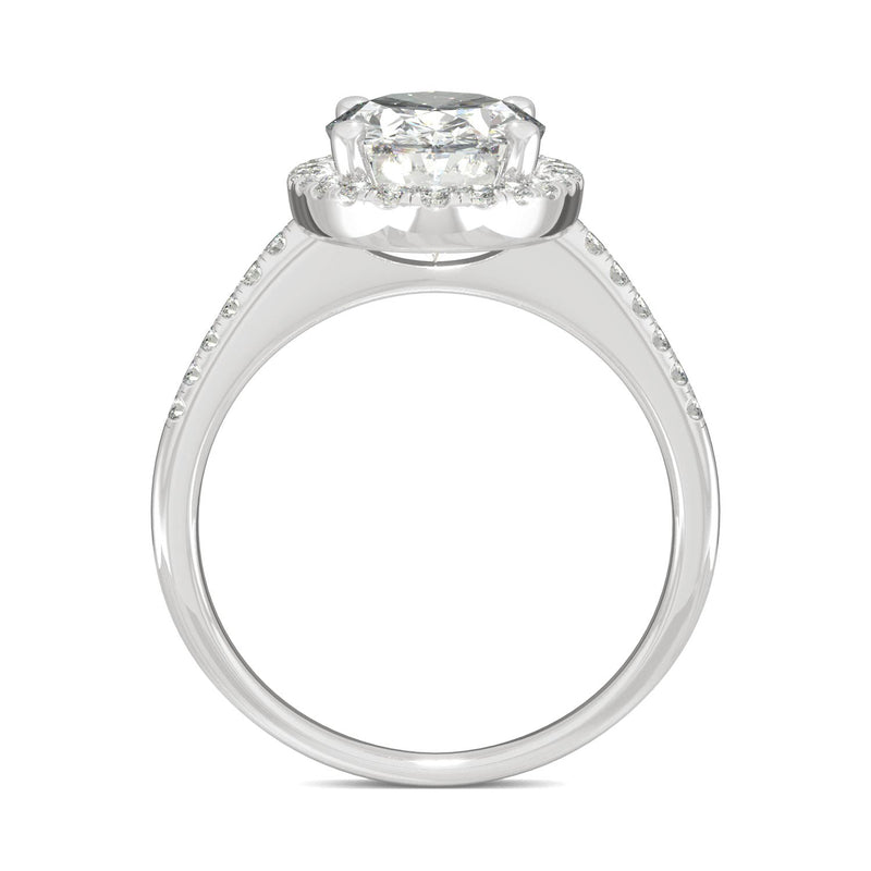 4.75 CTW DEW Elongated Oval Moissanite Halo Ring in 14K White Gold