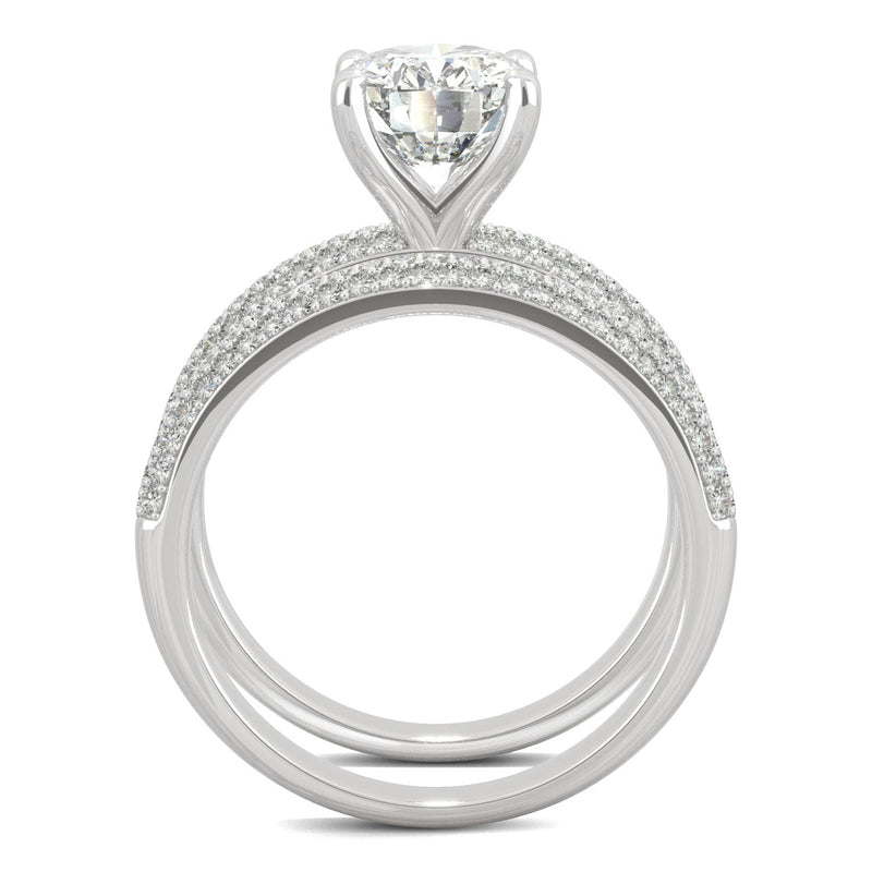 2.54 CTW DEW Oval Moissanite Bridal Set in 14K White Gold