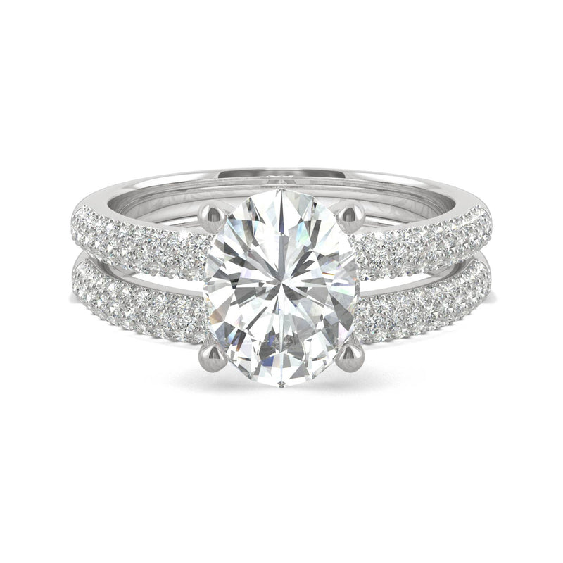 2.54 CTW DEW Oval Moissanite Bridal Set in 14K White Gold
