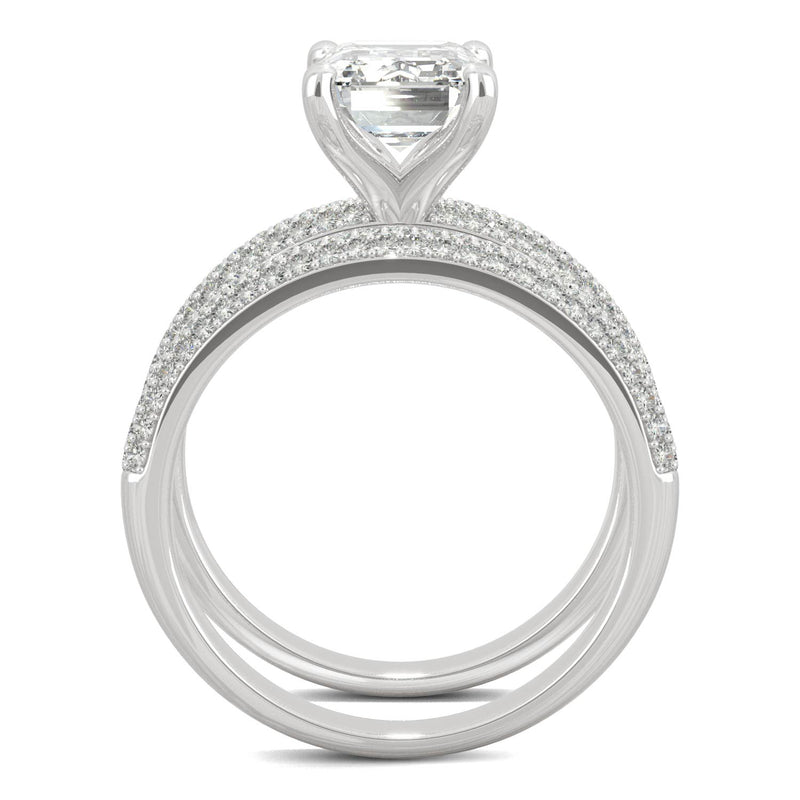 2.96 CTW DEW Emerald Moissanite Bridal Set in 14K White Gold