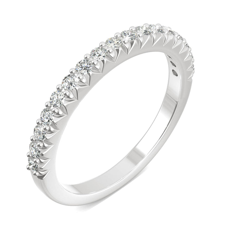 0.34 CTW DEW Round Moissanite Stackable Ring in 14K White Gold