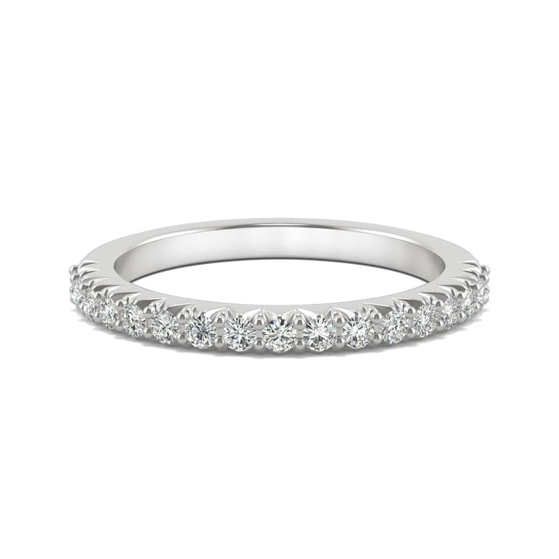 0.34 CTW DEW Round Moissanite Stackable Ring in 14K White Gold