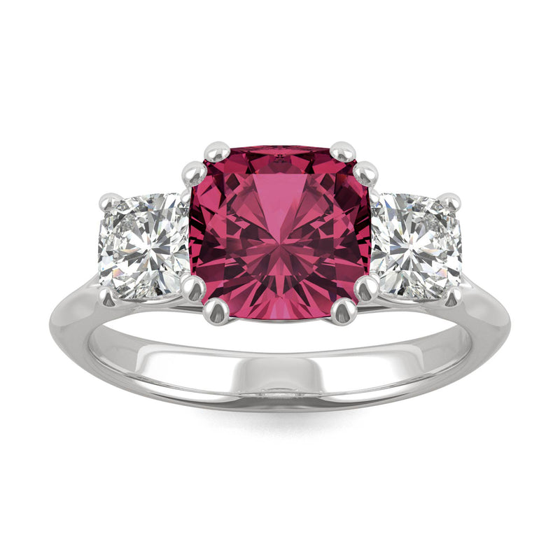 1.00 CTW DEW Cushion Ruby Engagement Ring in 14K White Gold