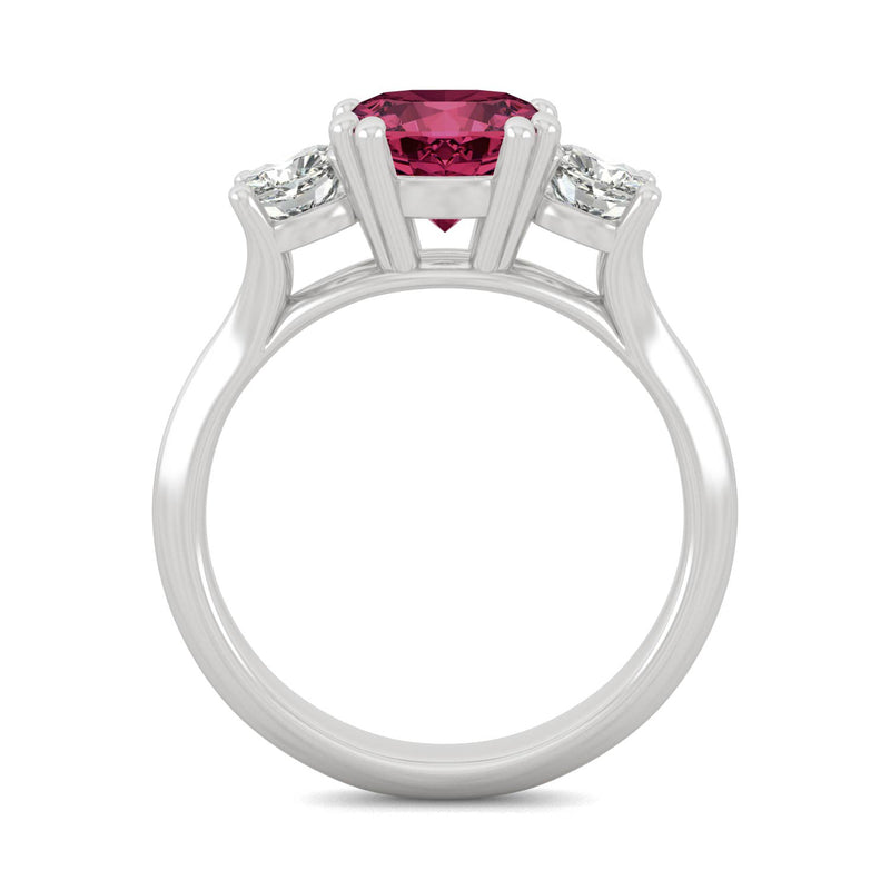 1.00 CTW DEW Cushion Ruby Engagement Ring in 14K White Gold