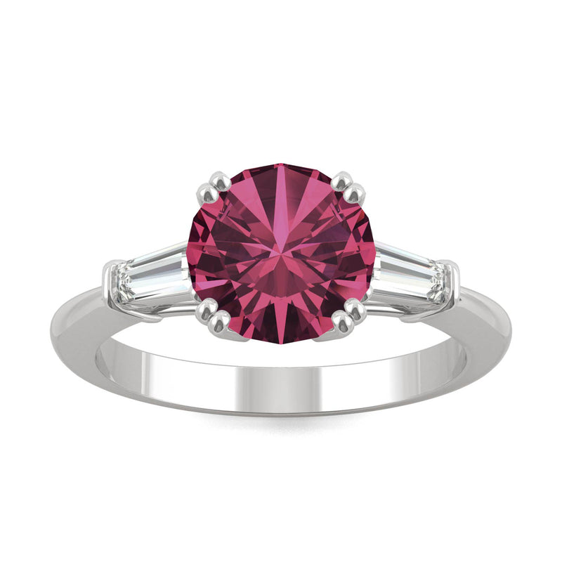 3.07 CTW DEW Round Ruby Basket Ring in 14K White Gold