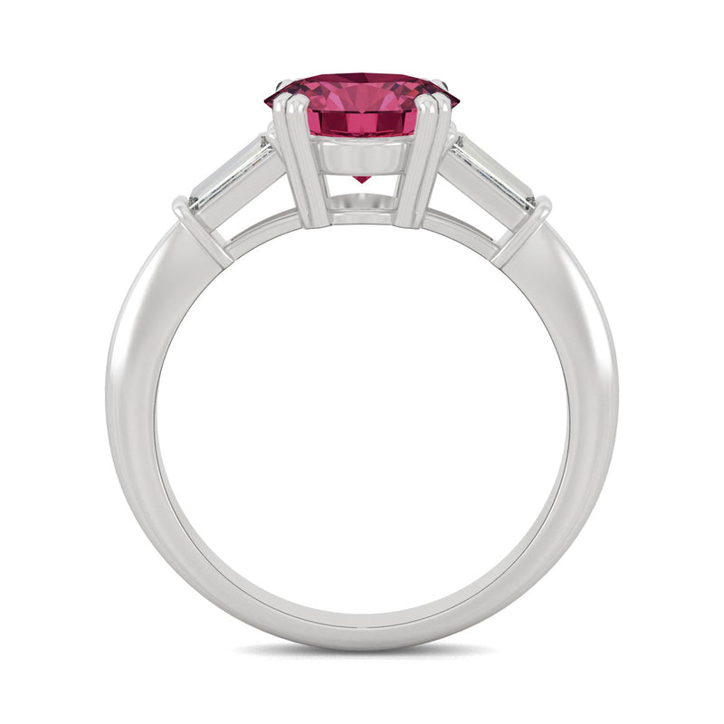 3.07 CTW DEW Round Ruby Basket Ring in 14K White Gold